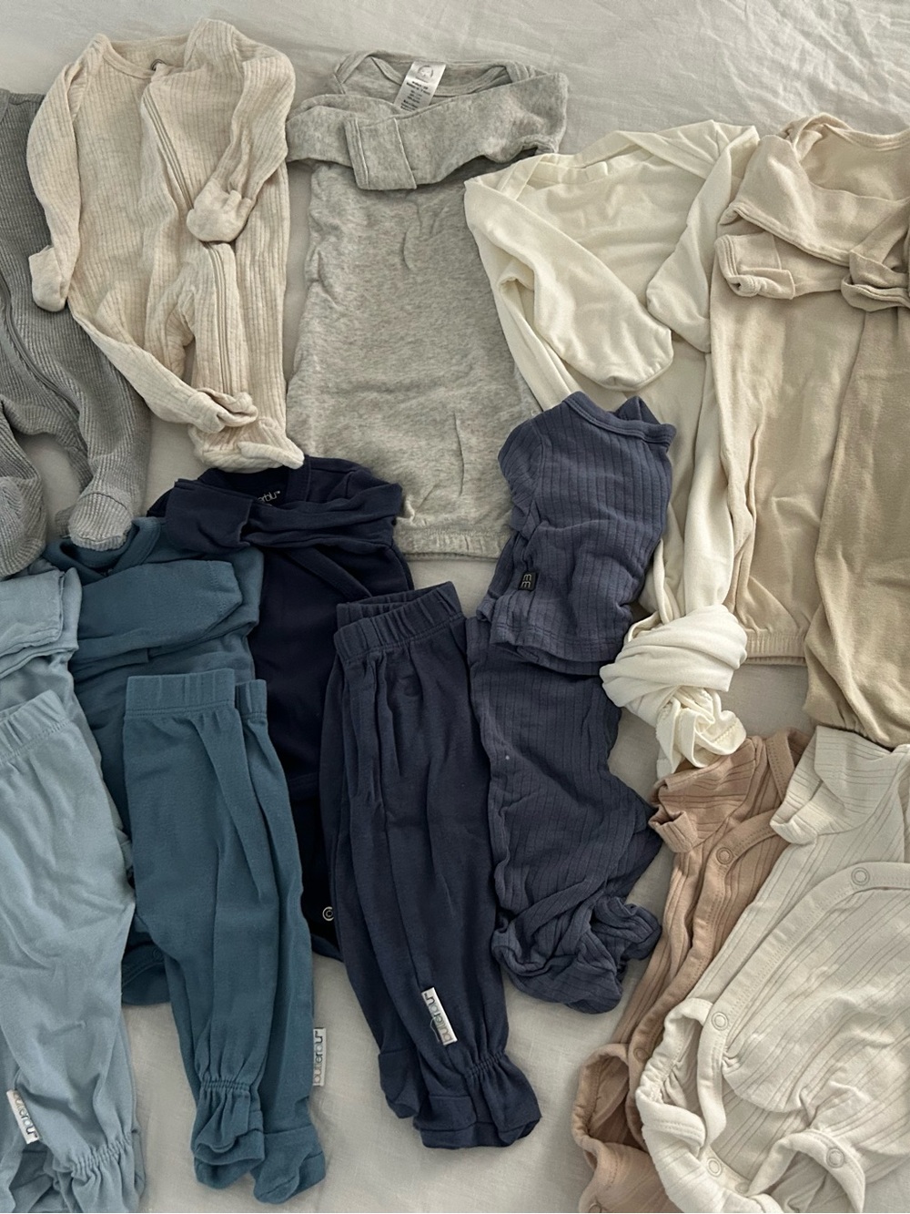 Baby Boy Clothing Lot in Neutral and Blue Tones
